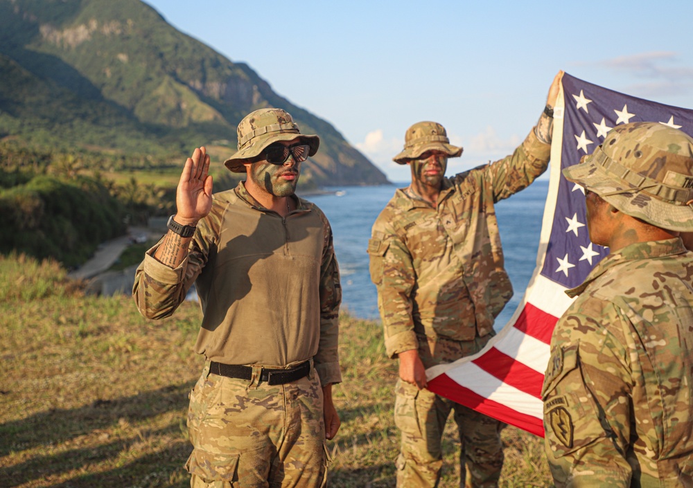 Balikatan 24: 2nd Battalion, 27th Infantry Regiment, 3rd Infantry Brigade Combat Team, 25th Infantry Division conducts reenlistment and promotion ceremony