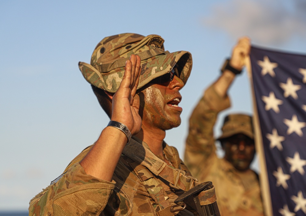 Balikatan 24: 2nd Battalion, 27th Infantry Regiment, 3rd Infantry Brigade Combat Team, 25th Infantry Division conducts reenlistment and promotion ceremony