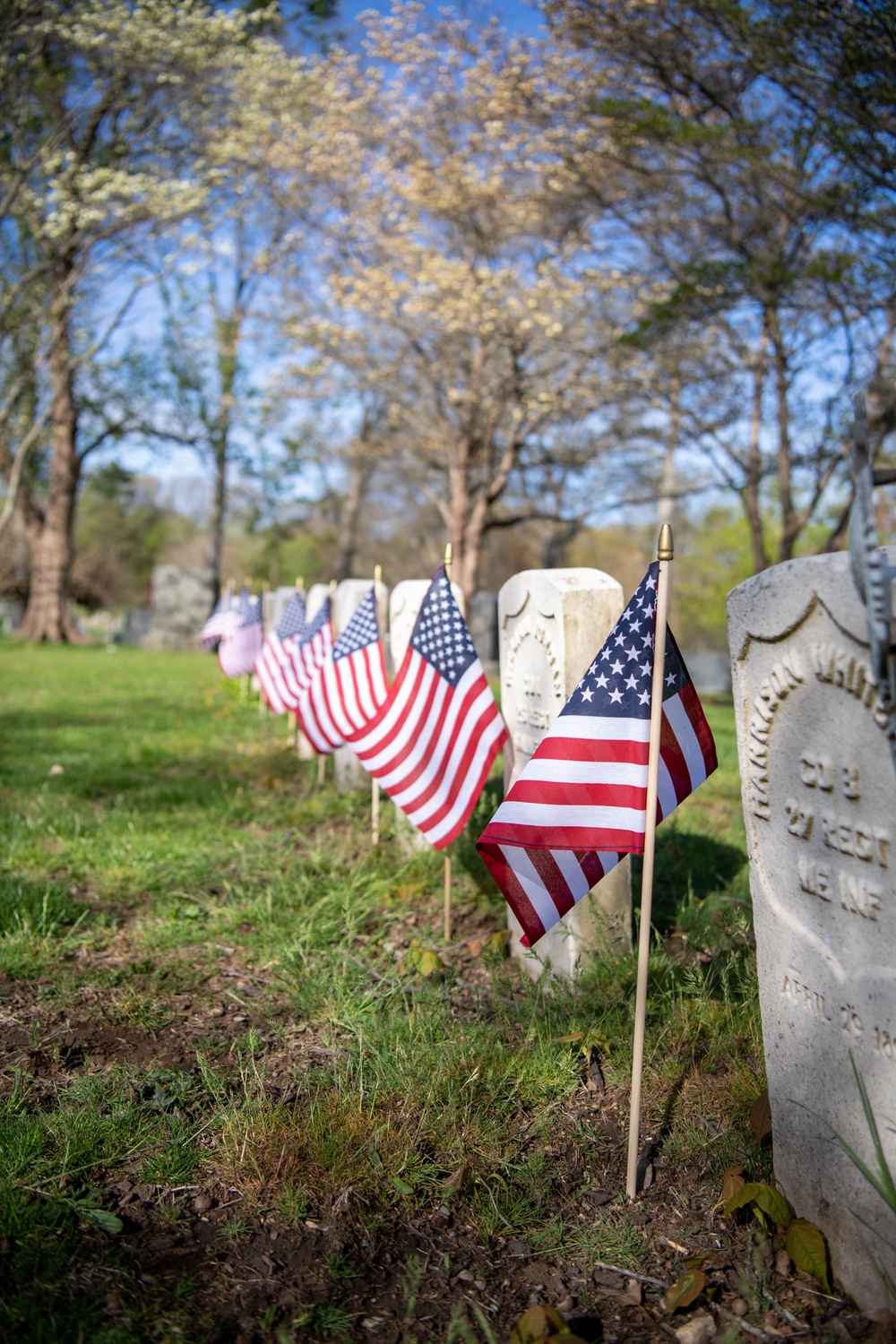 USS Constitution Sailors plant flags for Memorial Day