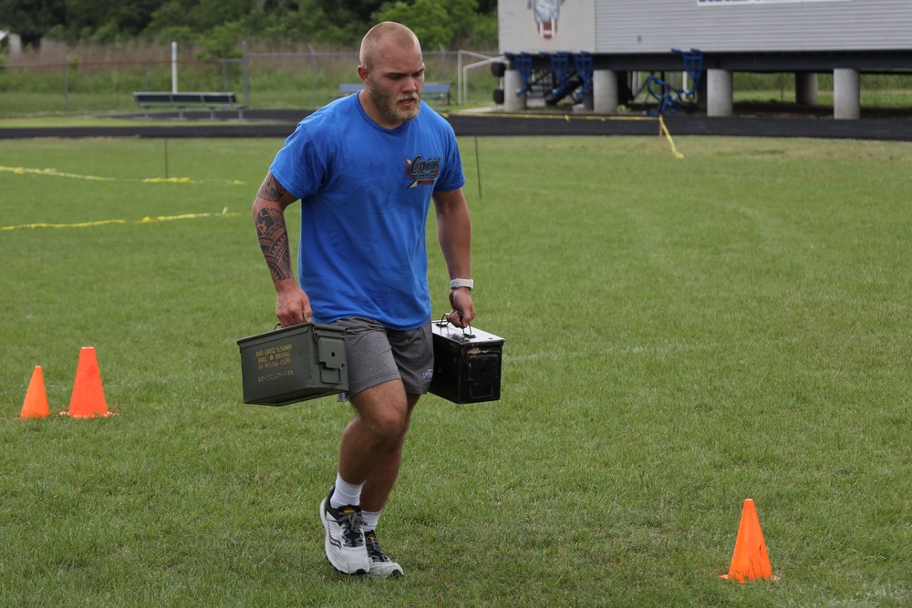 U.S. Marines Conduct The Glazier Clinics CFT Event With Erath High School Football Players