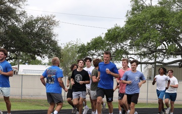 U.S. Marines Conduct The Glazier Clinics CFT Event With Erath High School Football Players