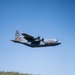 A C-130 (MAFFS 9) from Nevada Air National Guard's 152nd Airlift Wing does a dry pass before performing a water drop May 8, 2024, during Modular Airborne Fire Fighting System (MAFFS) Spring Training 2024