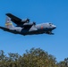 A C-130 from Wyoming Air National Guard's 153rd Airlift Wing does a dry pass during Modular Airborne Fire Fighting System (MAFFS) Spring Training 2024