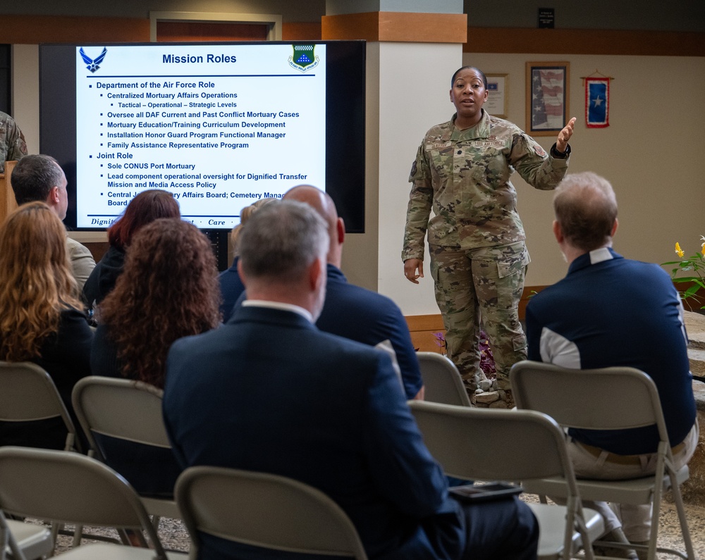 436th Honorary Commanders learn the mission of AFMAO