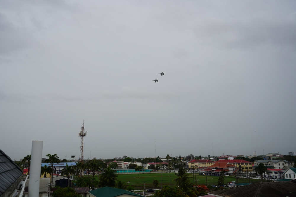 F/A-18F flyover of Georgetown, Guyana