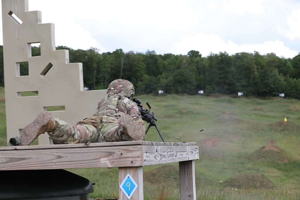 U.S. Army National Guard Soldier qualifies on the M249 SAW during Best Warrior Competition 2024