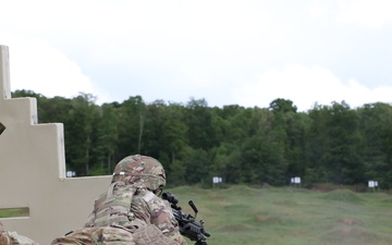 U.S. Army National Guard Soldier qualifies on the M249 SAW during Best Warrior Competition 2024