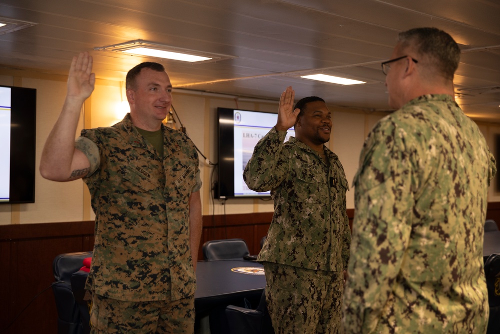 Promotion Ceremony Held on the USS Tripoli