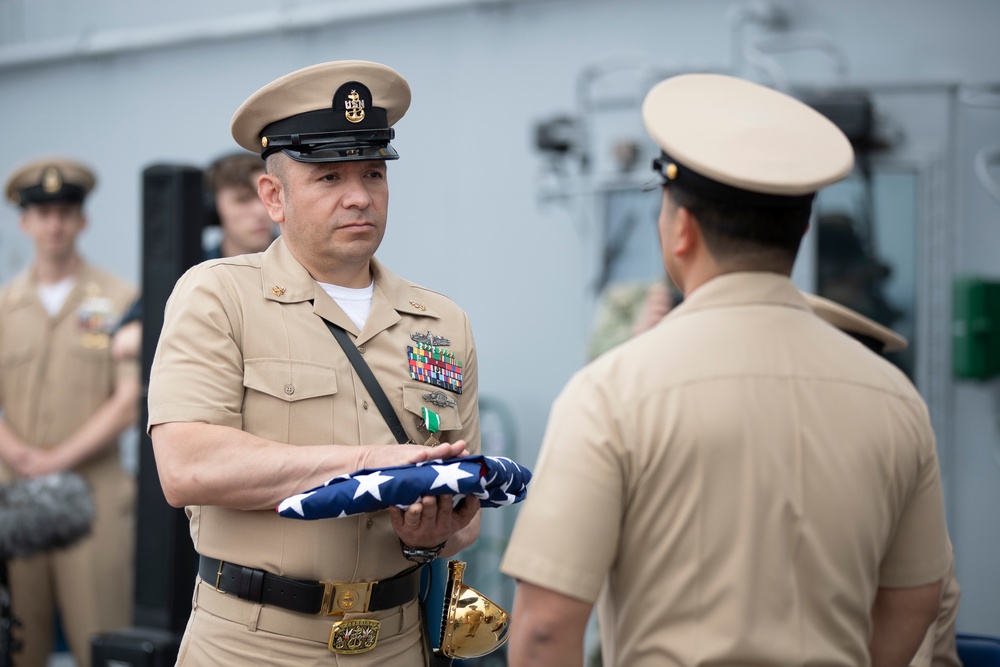 USS Tripoli Celebrates Senior Chief's Retirement