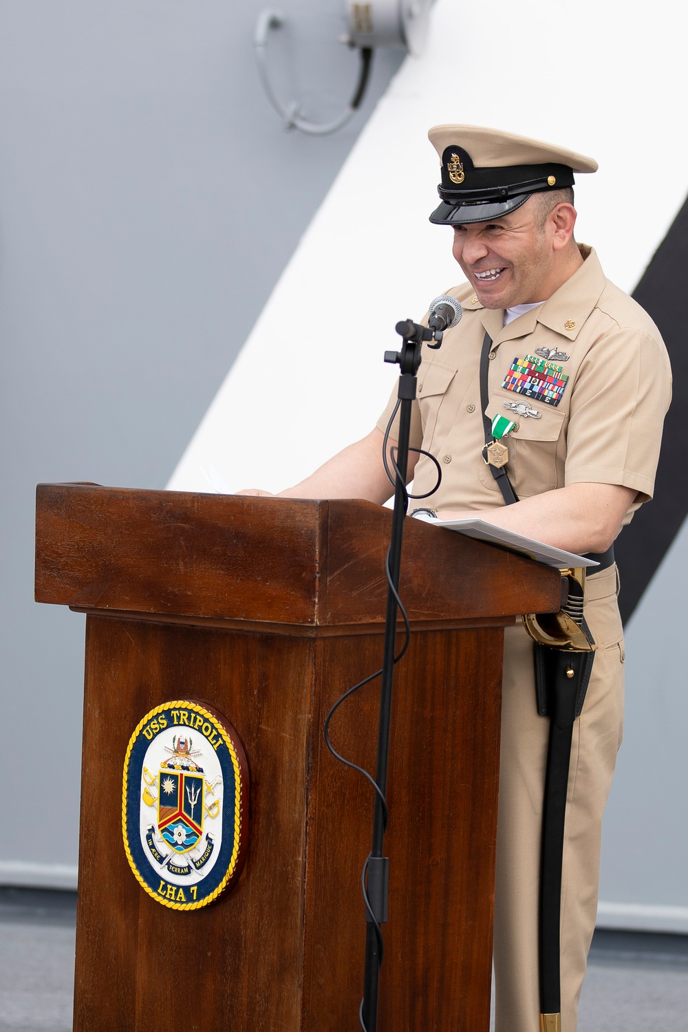 USS Tripoli Celebrates Senior Chief's Retirement