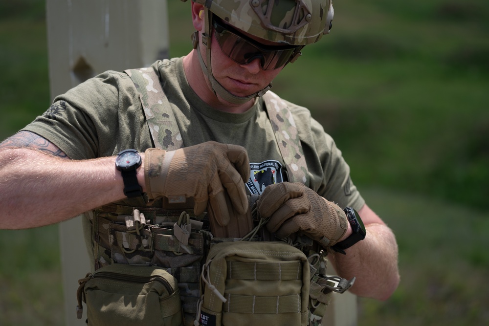 Maryland Army National Guard Competitor prepares to qualify during 2024 Region II Best Warrior Competition