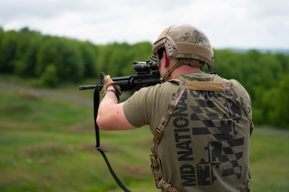 Maryland National Guard Soldier Performs M4 Carbine Qualification during Region II Best Warrior Competition