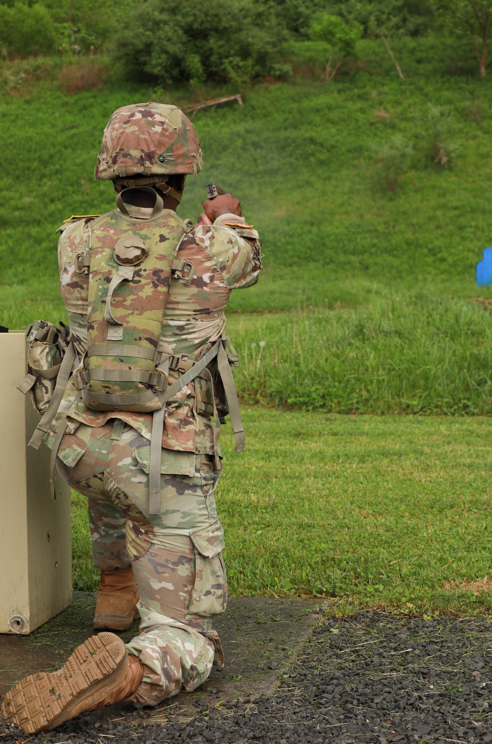 Competitor Fires Pistol during Region II Best Warrior Competition