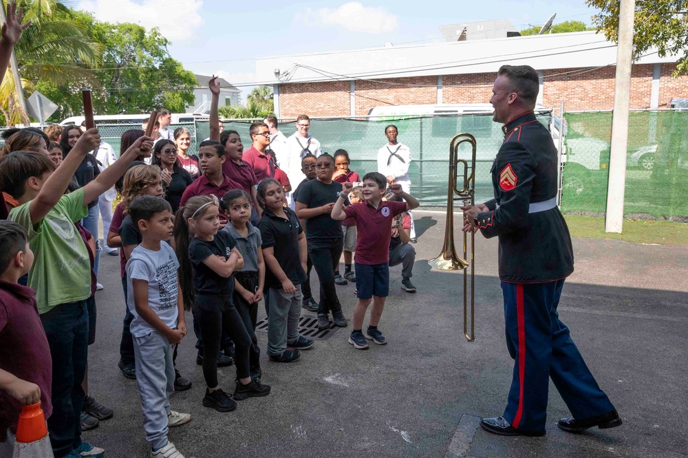 Sailors and Marines Visit Trinity Christian Academy