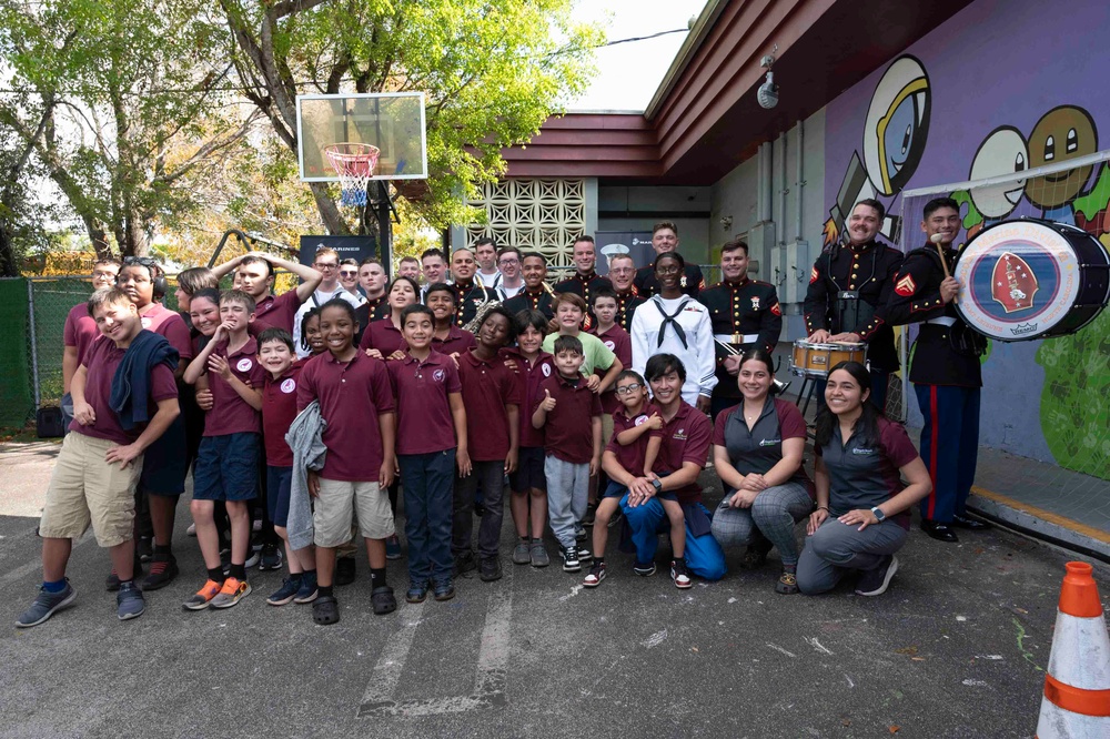 Sailors and Marines Visit Trinity Christian Academy