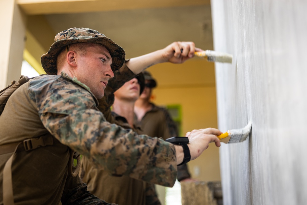 Balikatan 24: 3rd LCT and Philippine Marines Paint a School during MKTSO