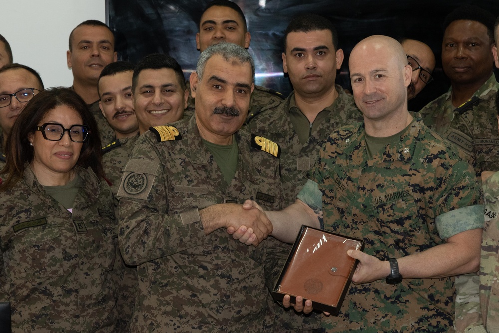 US Marine advisor team exchanges gifts with Tunisian joint operations cell at African Lion 2024