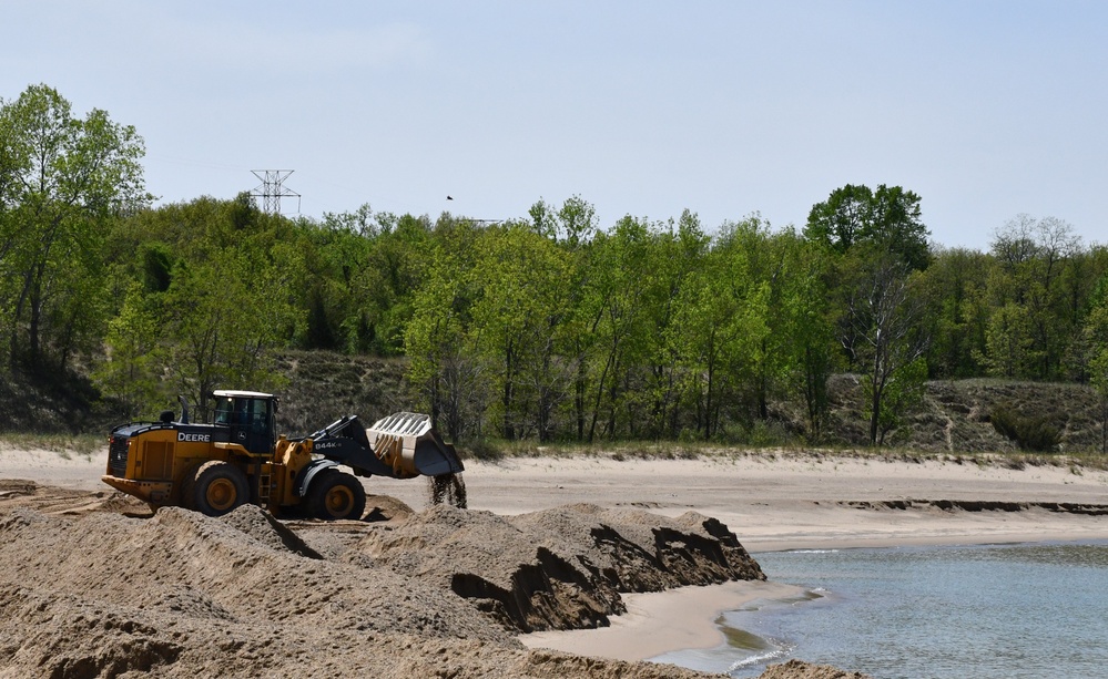 Beach nourishment efforts begin again as U.S. Army Corps of Engineers use BIL funds for Indiana Shoreline Protection Project.