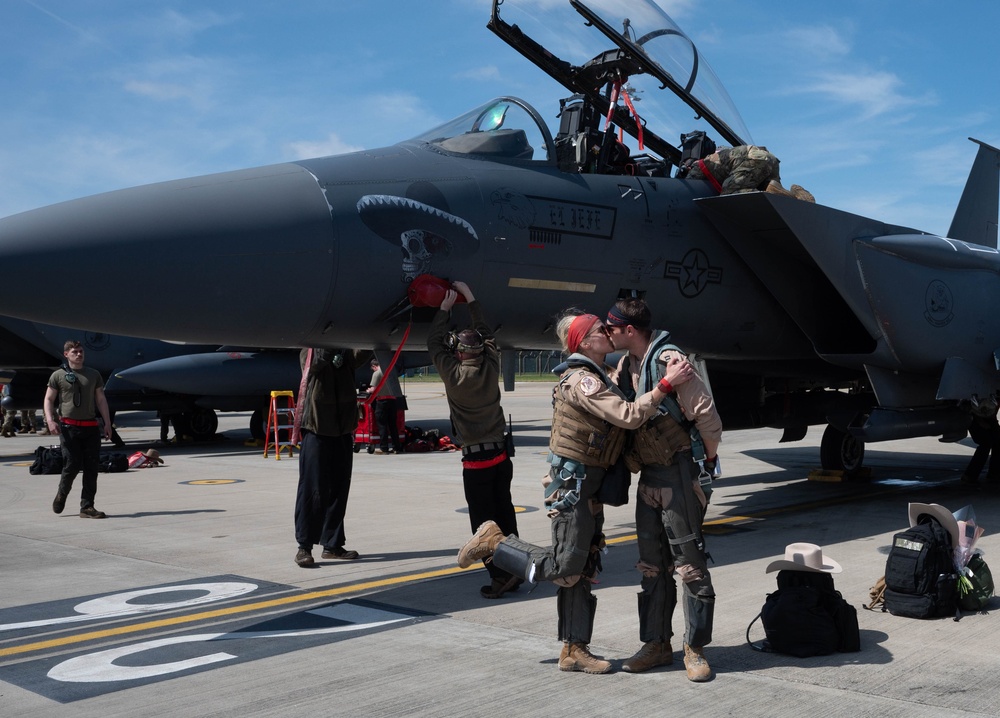 First group of 494th FS F-15s return to RAF Lakenheath