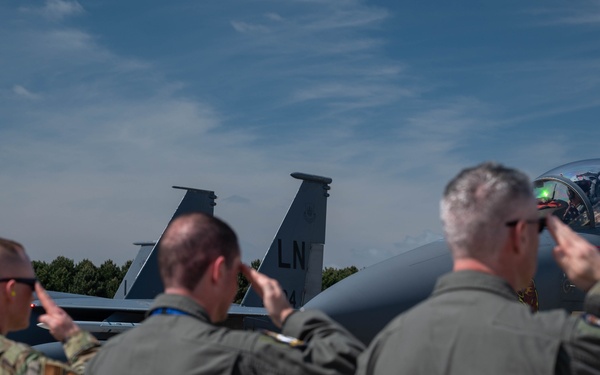 First group of 494th FS F-15s return to RAF Lakenheth