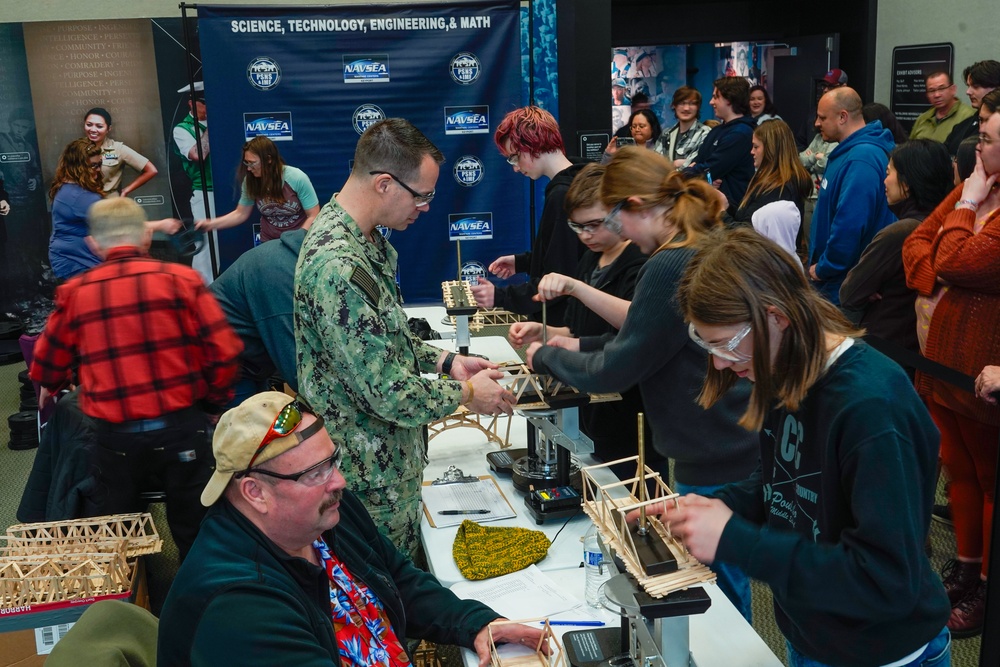 Naval Undersea Warfare Center Division, Keyport and Puget Sound Naval Shipyard &amp; Intermediate Maintenance Facility support the 2024 Navy Bridge Building Challenge