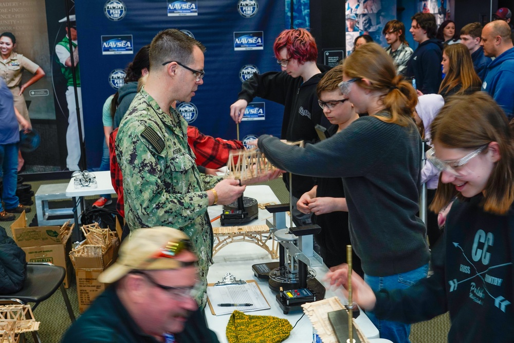 Naval Undersea Warfare Center Division, Keyport and Puget Sound Naval Shipyard &amp; Intermediate Maintenance Facility support the 2024 Navy Bridge Building Challenge