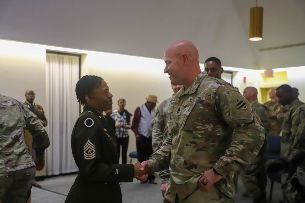 Sustainment Soldier is promoted to Sergeant Major