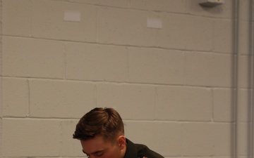 Virginia Army National Guardsman Completes Written Test during Region 2 Best Warrior Competition