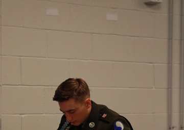 Virginia Army National Guardsman Completes Written Test during Region 2 Best Warrior Competition