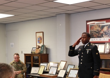 Delaware Army National Guardman Presents in Appearance Board during Region 2 Best Warrior Competition
