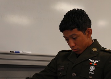 DC Army National Guardsman Completes Written Test during Region 2 Best Warrior Competition