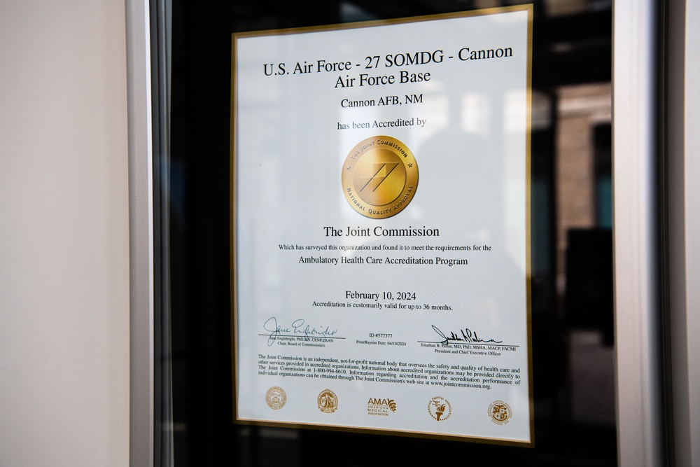Cannon’s 27th Special Operations Medical Group receives accreditation from The Joint Commission