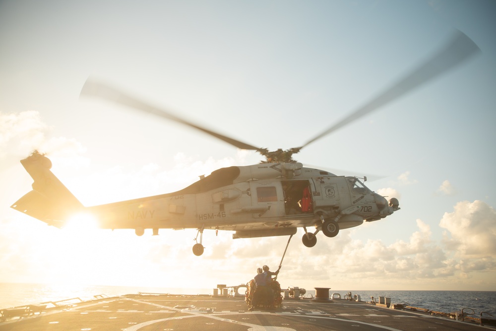 USS Porter conducts deck landing qualifications