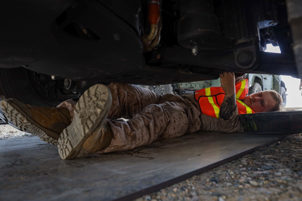 U.S. Marines Conduct Maintenance on Tactical Vehicles in Preparation for NF 24