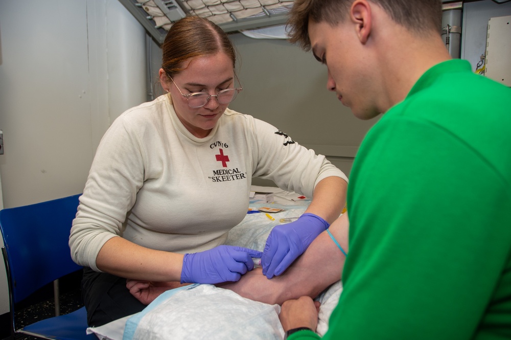 USS Ronald Reagan (CVN 76) conducts a walking blood bank