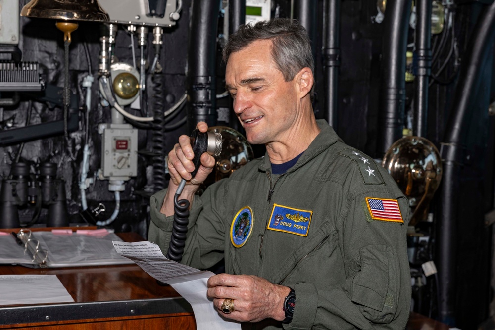 Vice Adm. Doug G. Perry Embarks Wasp