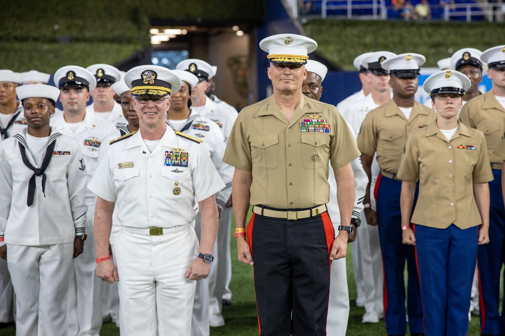 U.S. Marines and Sailors Reenlist at the Miami Marlins Game