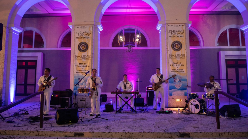U.S. Navy Band Southeast performs to a crowd during a public concert in Coral Gables, Fla., during Fleet Week Miami May 11, 2024.