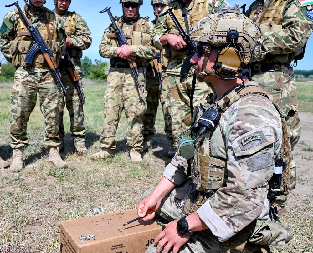 Air Advisor from the 435th CRE shares tactics with Hungarian troops