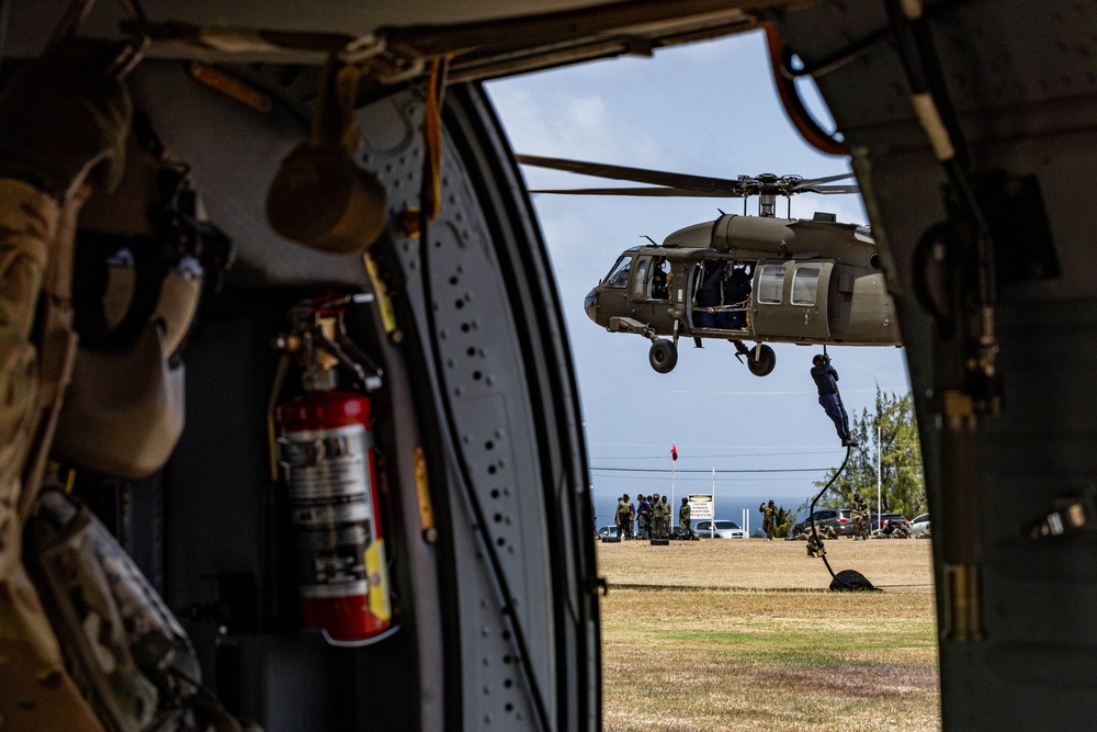 7th Special Operations Group (Airborne) Soldiers lead fast rope training for 8 partner nations