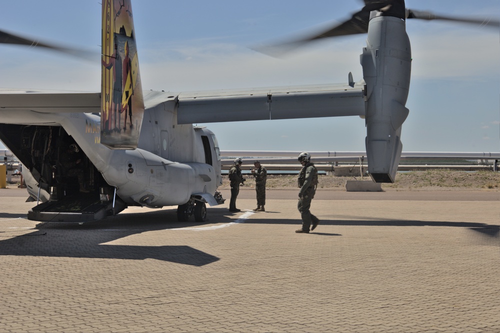 MRF-D 24.3: MV-22B Ospreys take off for first flight of MRF-D 24.3 rotation