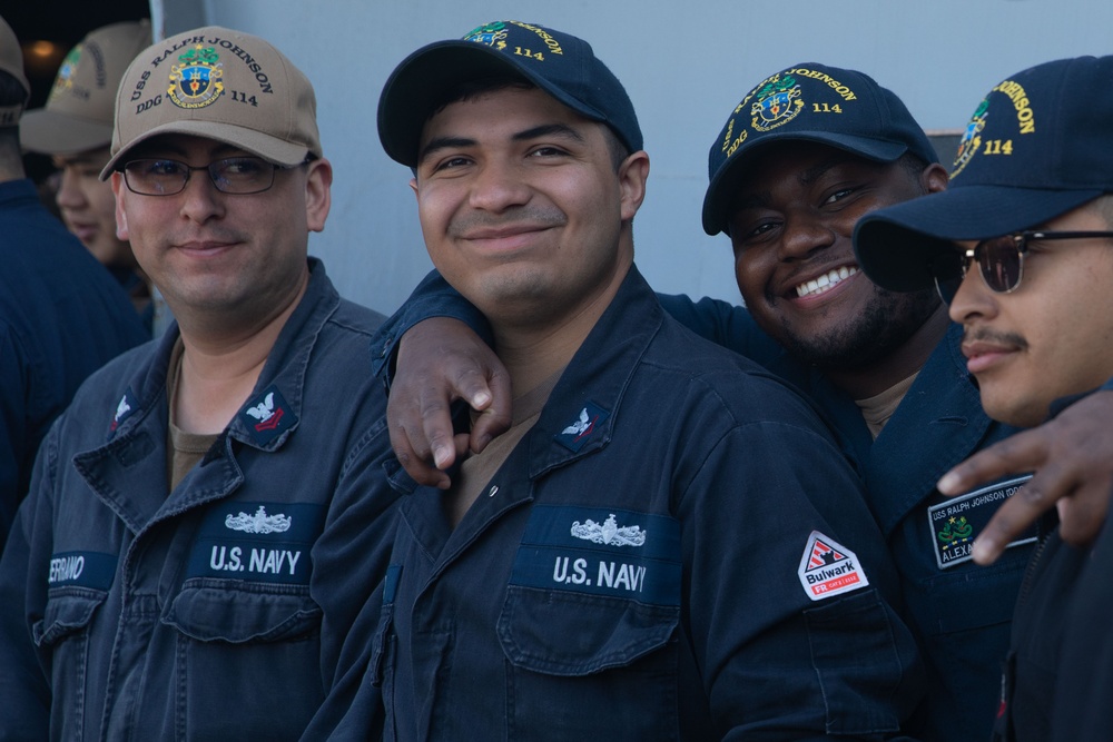 USS Ralph Johnson conducts a sea-and-anchor evolution