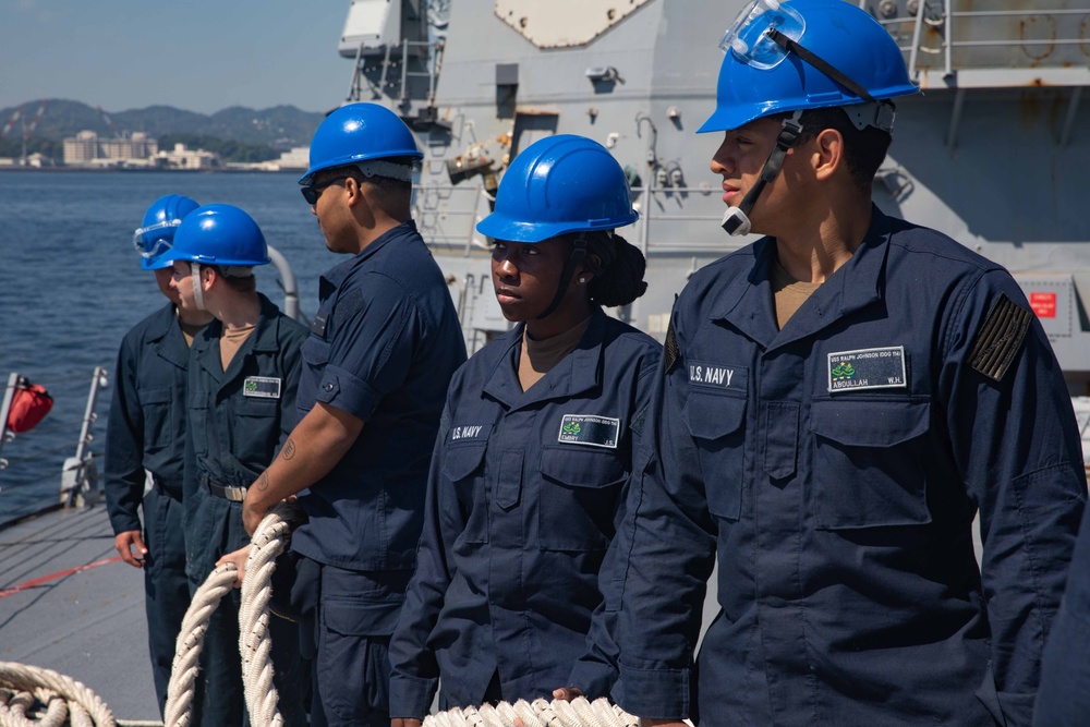 USS Ralph Johnson conducts a sea-and-anchor evolution