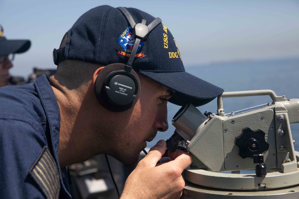 USS Ralph Johnson conducts a sea-and-anchor evolution