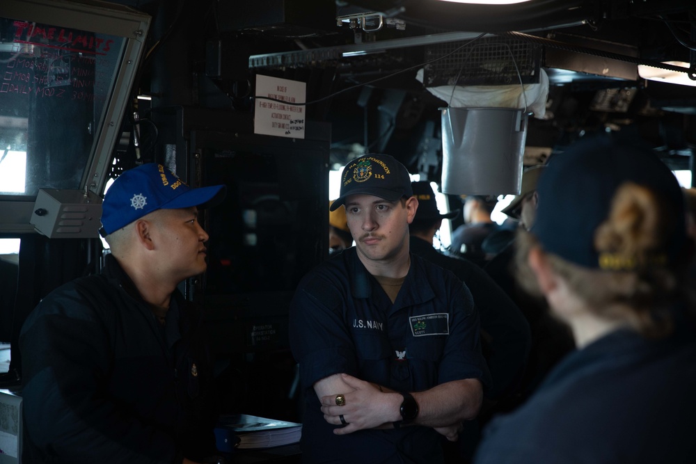 USS Ralph Johnson conducts a sea-and-anchor evolution