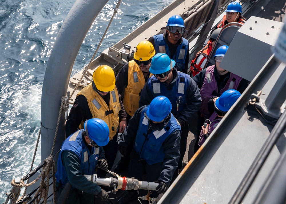 USS Dewey Conducts Replenishment-at-Sea with USNS Cesar Chavez, April 11