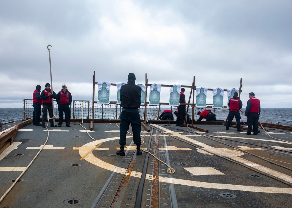 Sailors Aboard USS Dewey Conduct Small-Arms Weapons Qualifications