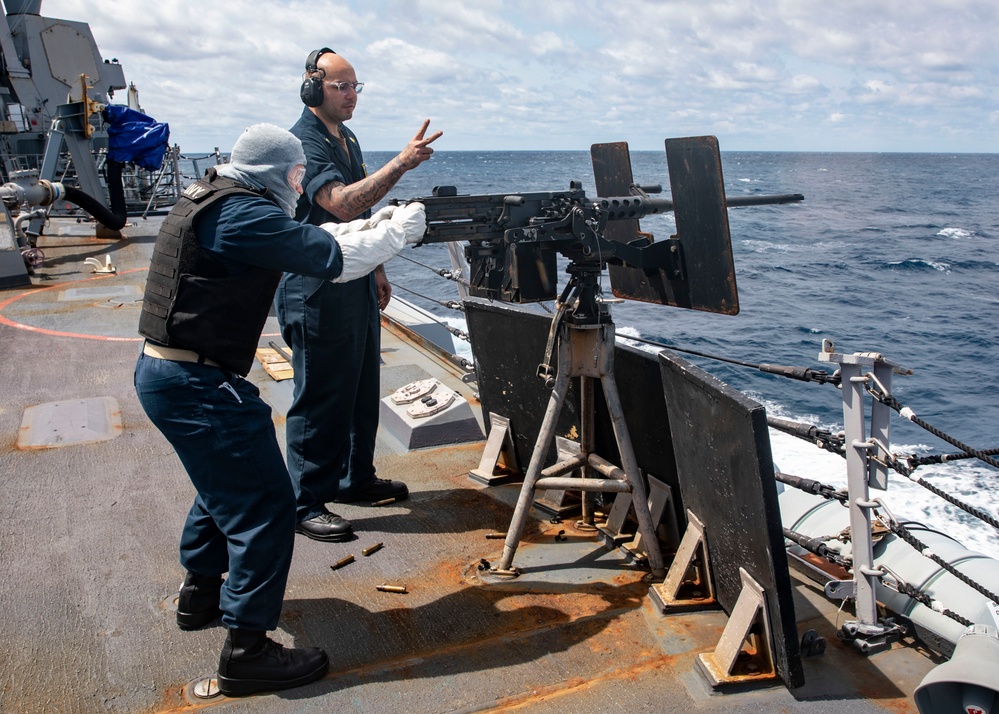 Sailors Aboard USS Dewey Conduct Crew-Served Weapons Qualifications