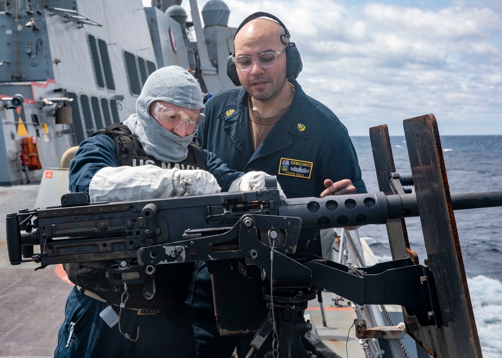 Sailors Aboard USS Dewey Conduct Crew-Served Weapons Qualifications