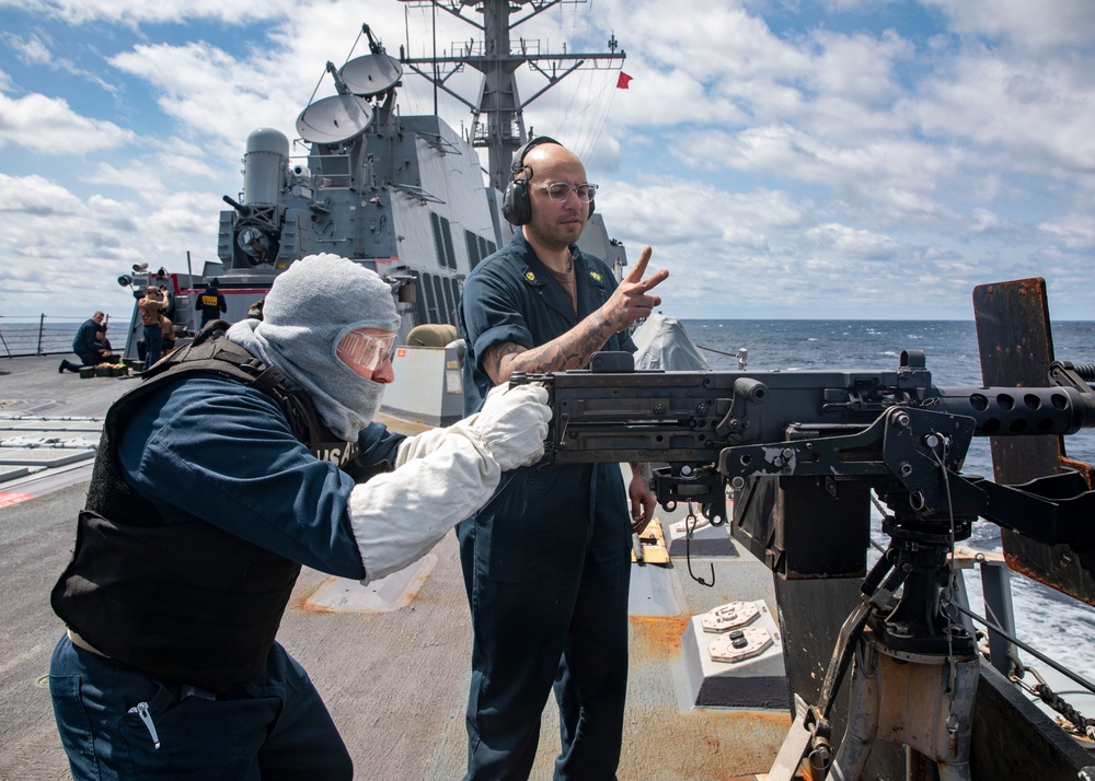 Sailors Aboard USS Dewey Conduct Crew-Served Weapons Qualifications
